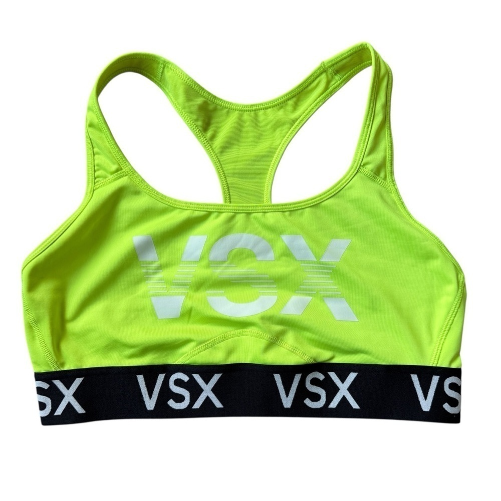 Victoria's Secret VSX Sport Neon Green Sports Bra Size L Gym Training Running